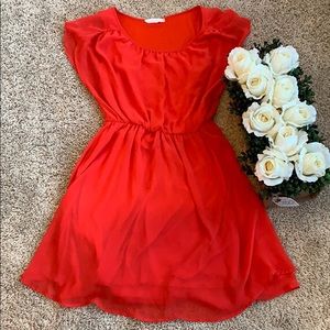 Lush flowy dress with flutter sleeves